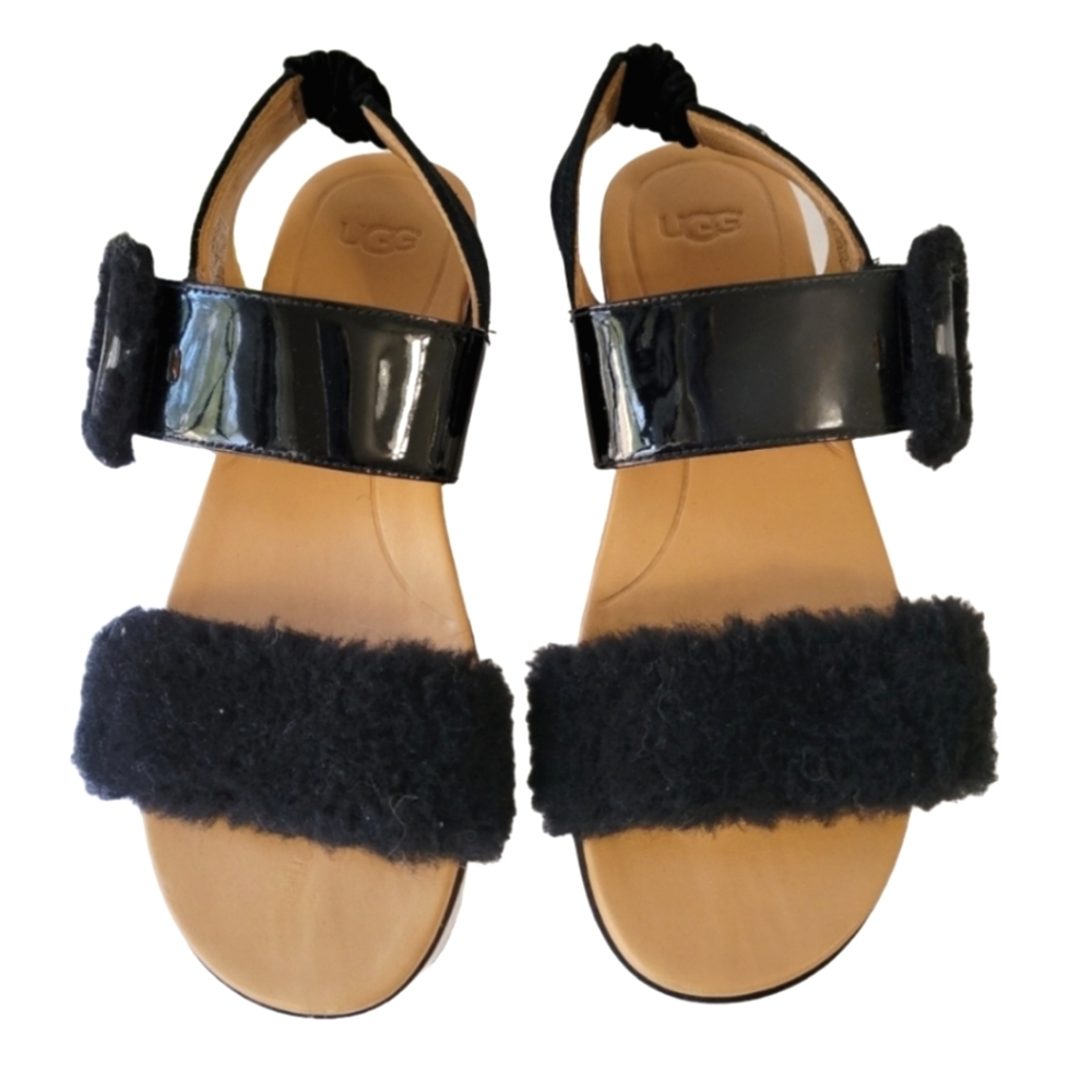 UGG black Le Fluff Chella slingback platform sandals women's size 7.5